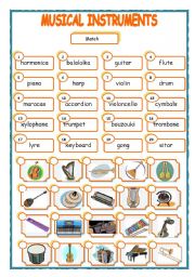 English Worksheet: musical instruments