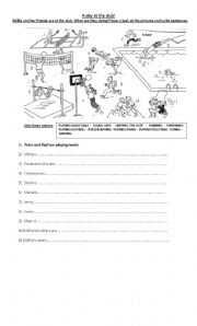 English Worksheet: a day at the club present continuous