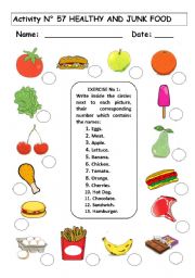 English Worksheet: HEALTHY AND JUNK FOOD