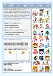 English Worksheet: Feelings and personality with 66 adjectives!!!