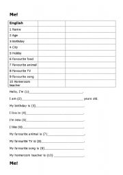 English Worksheet: personal information