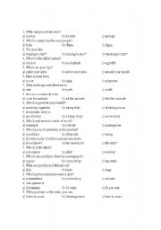 English Worksheet: trivia questions