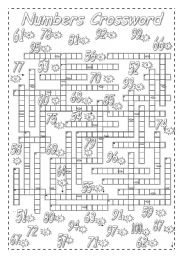 English Worksheet: Numbers Crossword. Part II.