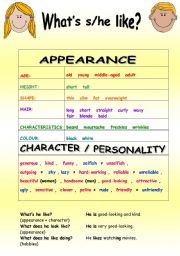 English Worksheet: Appearance - Character