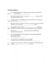 English Worksheet: Personality adjectives