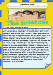 English Worksheet: The internet