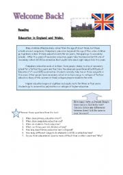 English Worksheet: Back to School