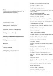 English Worksheet: Telephoning: Common phrases used in a phone call