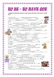 English Worksheet: TO BE- TO HAVE GOT