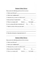 English Worksheet: Personal Information Sheet