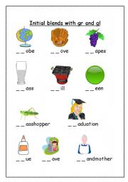 English Worksheet: Initial sound blends with 