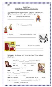 English Worksheet: Simple Past - Verb to be - Regular and Irregular verbs