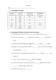 English worksheet: pronouns