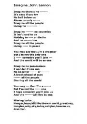 English Worksheet: Imagine John Lennon 