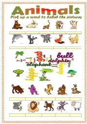 Animals vocabulary (word mosaic included)