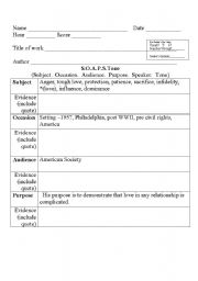 English worksheet: SOAPSTone