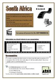 English Worksheet: Film project South Africa