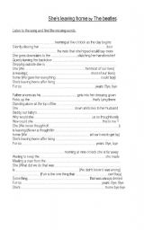 English Worksheet: shes leaving home by the beatles 