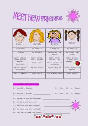 English Worksheet: MEET NEW FRIENDS: PRESENT SIMPLE