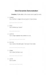 English Worksheet: Word Scramble