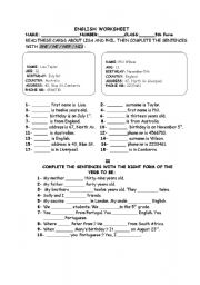 English Worksheet: Tense