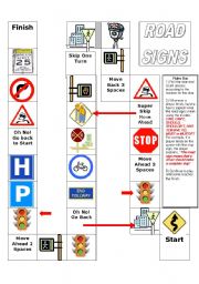 English Worksheet: ROAD SIGNS BOARD GAME