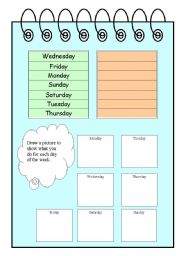 English Worksheet: My Week