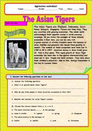 Tigers -a comprehension passage