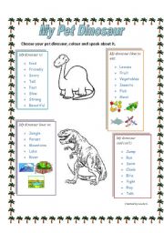 English Worksheet: My Pet Dinosaur