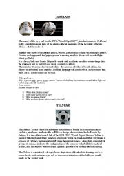 English worksheet: Reading comprehension on World Cup footballs 