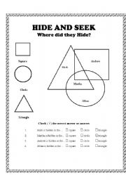 English worksheet: hide and seek