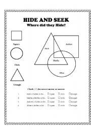 English Worksheet: hide and seek