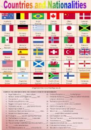 English Worksheet: Countries and nationalities