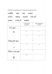 English worksheet: Expressions of Quantity 