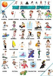 English Worksheet: THE SUMMER SPORTS POSTER  PART 1/2 (B&W INCLUDED)