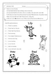 English Worksheet: Real Beginners - kids - adults - reading test for real beginners - easy 