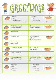 English Worksheet: GREETINGS