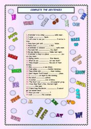 English Worksheet: COMPLETE THE SENTENCES