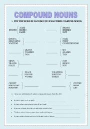 English Worksheet: Compound Nouns