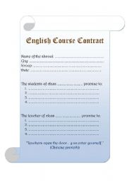 English worksheet: English Course Contract