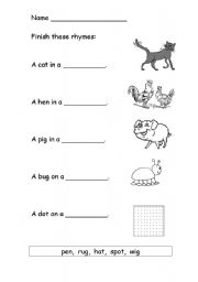 English worksheet: Finish the rhyme