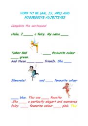 English worksheet: VERB TO BE AND POSSESSIVE ADJECTIVES