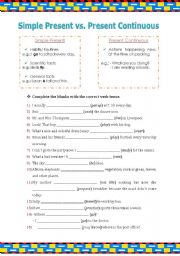 English Worksheet: Simple present vs. Present continuous