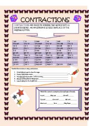 English Worksheet: CONTRACTIONS