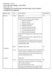 English Worksheet: Lesson Plan for Introduction lesson