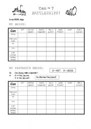 English Worksheet: can battleships