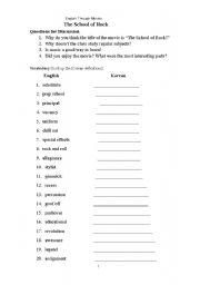 English worksheet: scholl of rock