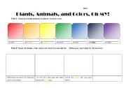 English Worksheet: Plants, Animals, and Colors, Oh MY!