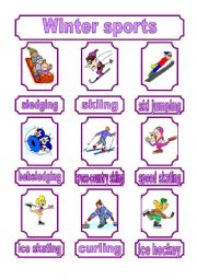 English Worksheet: Winter sports - pictionary