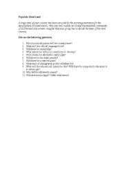 English Worksheet: Populate Ideal Land